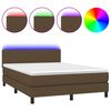 vidaXL Boxspringbett mit Matratze & LED Dunkelbraun 140x200 cm Stoff