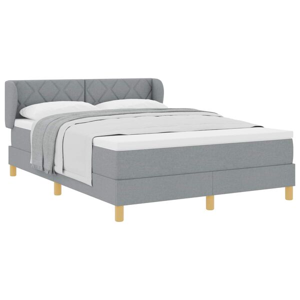 vidaXL Boxspringbett mit Matratze Hellgrau 160 x 200 cm Stoff
