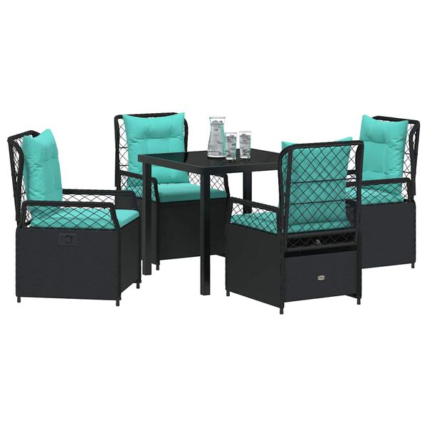 vidaXL Garten Essgruppe 5 pcs Schwarz Poly-Rattan