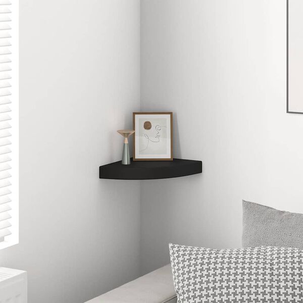vidaXL Eck-Schweberegal Schwarz 25x25x3,8 cm MDF