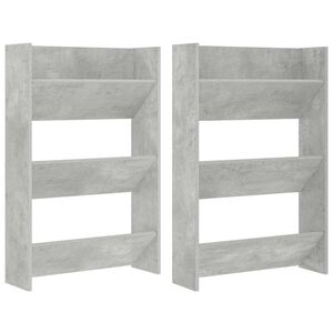 vidaXL Wand-Schuhschr&auml;nke 2 Stk. Betongrau 60x18x90 cm Holzwerkstoff