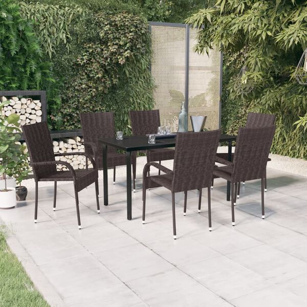 vidaXL 7-tlg. Garten-Essgruppe Braun und Schwarz