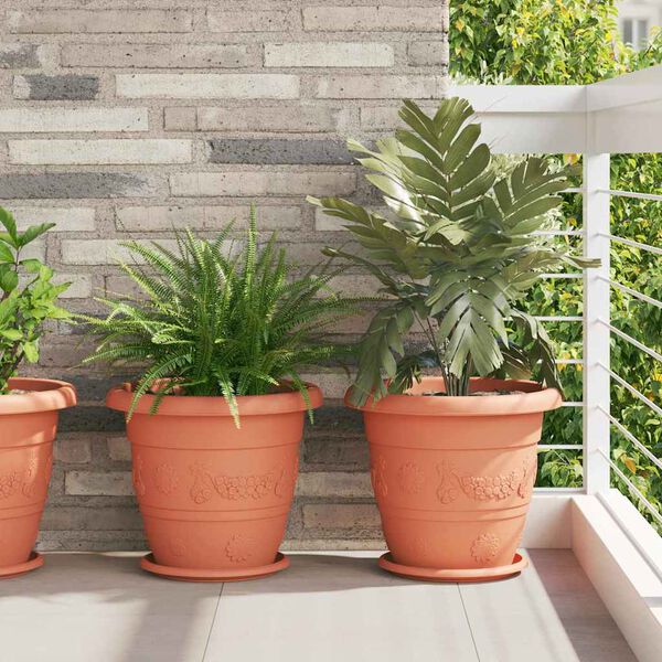 vidaXL Runde Blumenplatte 6 pcs Ziegelrot &Oslash; 27 x 2,5 cm Kunststoff