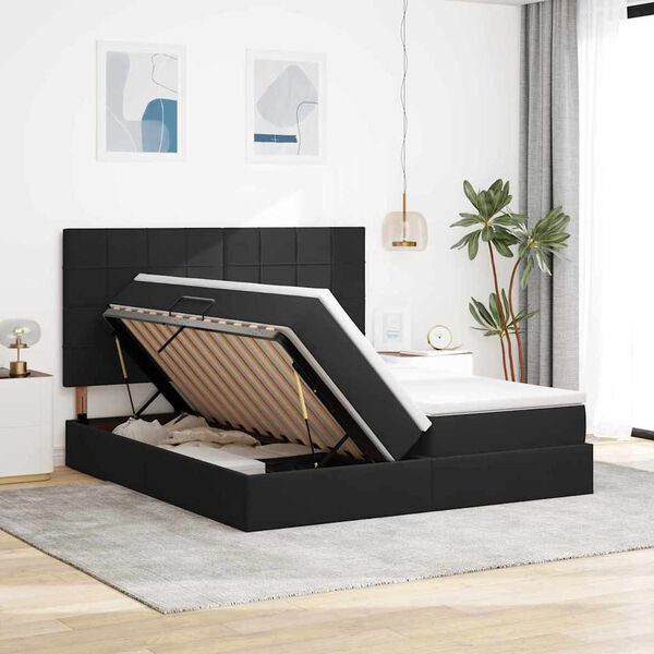 vidaXL Aufbewahrungsbett mit Matratze Schwarz 180 x 200 cm Samt