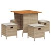 vidaXL 5-tlg. Garten-Essgruppe mit Kissen Beige Poly Rattan
