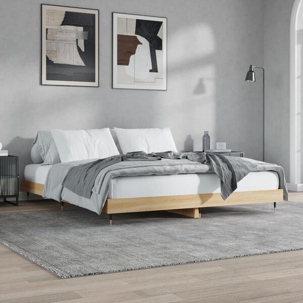 vidaXL Bettgestell ohne Matratze Sonoma-Eiche 160x200 cm Holzwerkstoff