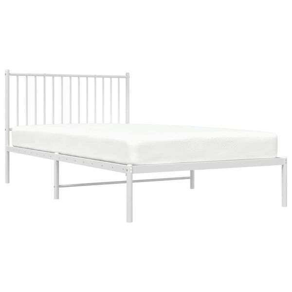 vidaXL Bettgestell mit Kopfteil Metall Wei&szlig; 107x203 cm