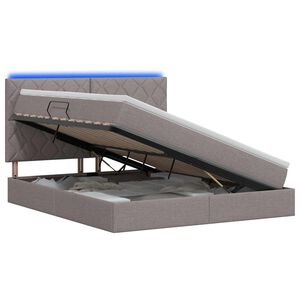 vidaXL LED-Speicherbett mit Matratze Taupe 160 x 200 cm Stoff