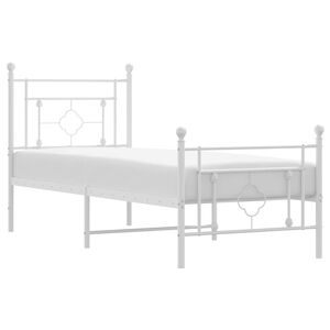 vidaXL Bettgestell mit Kopf- und Fu&szlig;teil Metall Wei&szlig; 80x200 cm
