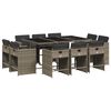 vidaXL 11-tlg. Garten-Essgruppe mit Kissen Grau Poly Rattan