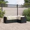 vidaXL 4-tlg. Garten-Lounge-Set mit Kissen Schwarz Poly Rattan