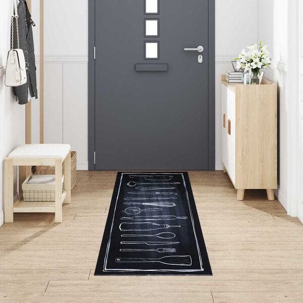 vidaXL K&uuml;chen Teppich Schwarz 300 x 60 cm Samt