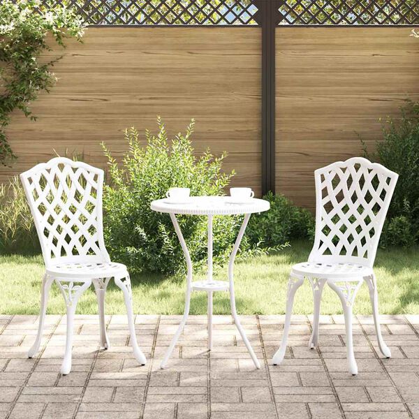 vidaXL Garten Bistro Set 3 pcs Weiß Aluminium