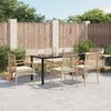 vidaXL 7-tlg. Garten-Essgruppe mit Kissen Beige Poly Rattan
