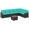 vidaXL 8-teiliges Gartensofa-Set mit Kissen, schwarzes Polyrattan