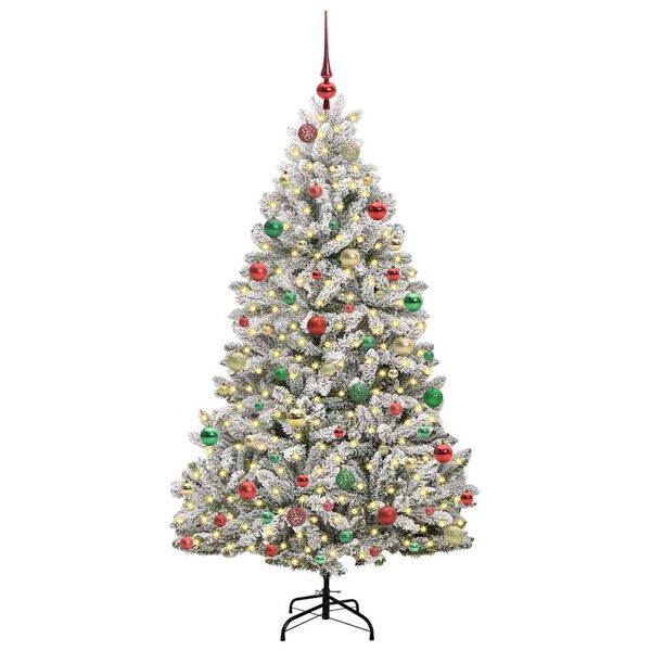 vidaXL K&uuml;nstlicher Weihnachtsbaum Gr&uuml;n und Wei&szlig; 180 cm PVC und Metall