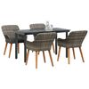 vidaXL Garten Essgruppe mit Kissen 5 pcs Grau Poly-Rattan