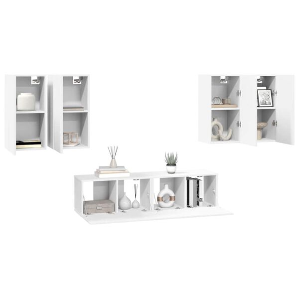 vidaXL 6-tlg. TV-Schrank-Set Wei&szlig; Holzwerkstoff