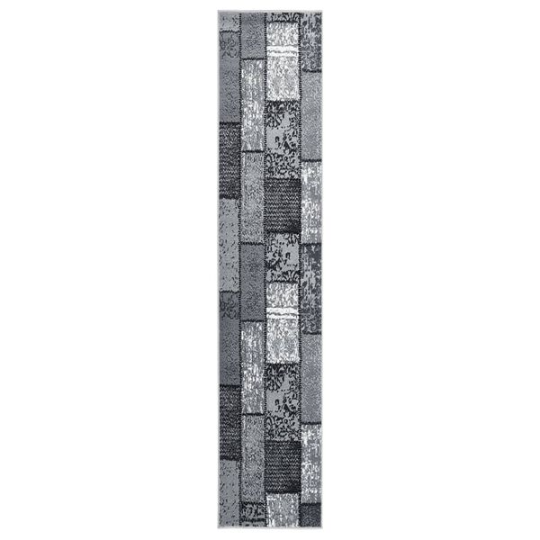 vidaXL Teppichl&auml;ufer BCF Grau mit Blockmuster 80x500 cm
