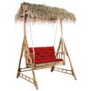 vidaXL Hollywoodschaukel mit Palmbl&auml;ttern und Kissen 202 cm Bambus