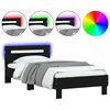 vidaXL Bettgestell mit Kopfteil und LED-Leuchten Schwarz 75x190 cm