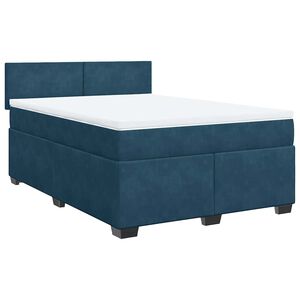vidaXL Boxspringbett mit Matratze Dunkelblau 140x200 cm Samt