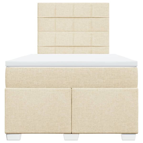 vidaXL Boxspringbett mit Matratze Creme 120x190 cm Stoff