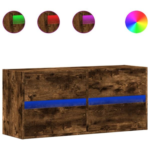 vidaXL TV-Wandschrank mit LED-Beleuchtung Räuchereiche 100x31x45 cm