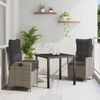 vidaXL Garten Essgruppe mit Kissen 3 pcs Grau Poly-Rattan