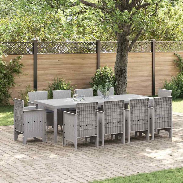 vidaXL Garten Essgruppe 11 pcs Hellgrau Polypropylen