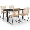 vidaXL 5-tlg. Garten-Essgruppe Poly Rattan und Glas