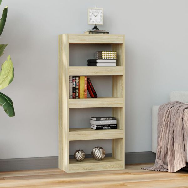 vidaXL B&uuml;cherregal/Raumteiler Sonoma-Eiche 60x30x135 cm Holzwerkstoff