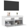vidaXL TV-Schrank mit LED-Leuchten Hochglanz-Weiß 90x35x40 cm
