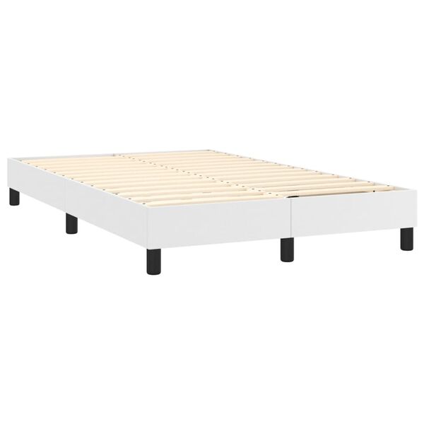 vidaXL Boxspringbett mit Matratze Wei&szlig; 120x200 cm Kunstleder