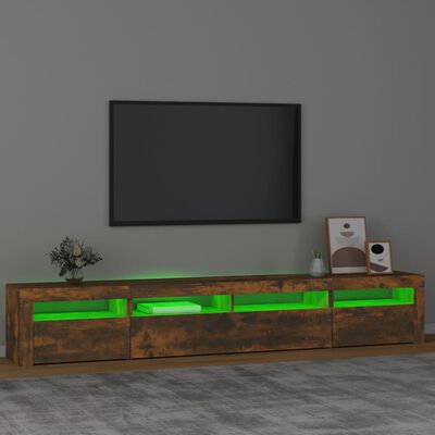 vidaXL TV-Schrank mit LED-Leuchten Räuchereiche 240x35x40 cm