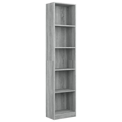 vidaXL Bücherregal 5 Fächer Grau Sonoma 40x24x175 cm Holzwerkstoff