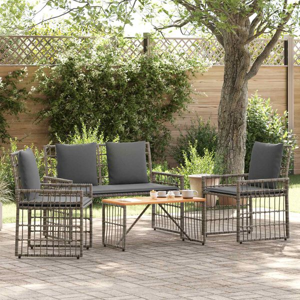 vidaXL Gartenm&ouml;bel Set 4 pcs Schwarz und Dunkelgrau