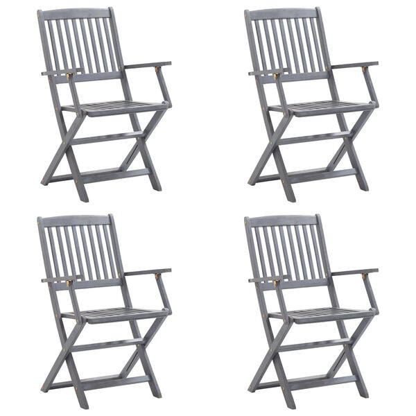 vidaXL Klappbare Gartenst&uuml;hle 4 Stk. mit Kissen Massivholz Akazie