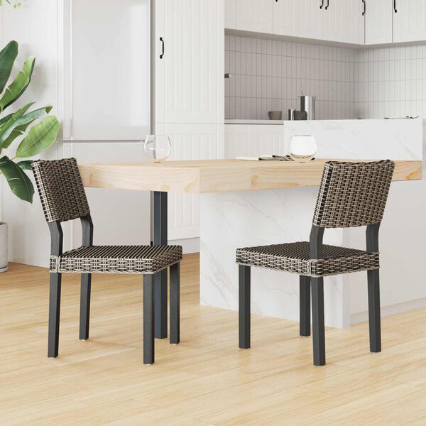 vidaXL Esszimmerstuhl 2 pcs Schwarz gewaschen 46 x 55 x 84 cm