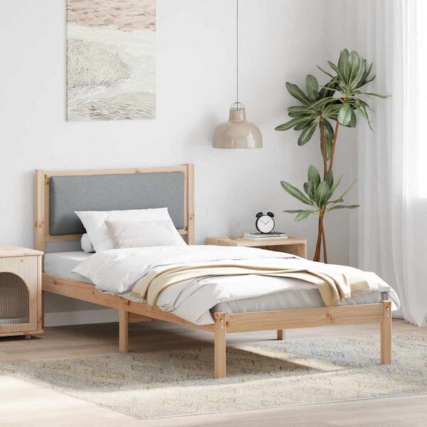 vidaXL Bettrahmen Hellgrau 90 x 190 cm Massives Kiefernholz