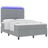 vidaXL Boxspringbett mit Matratze mit LED Hellgrau 140 x 190 cm Stoff