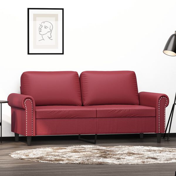 vidaXL 2-Sitzer-Sofa Weinrot 140 cm Kunstleder