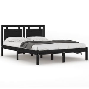 vidaXL Massivholzbett Schwarz 200x200 cm