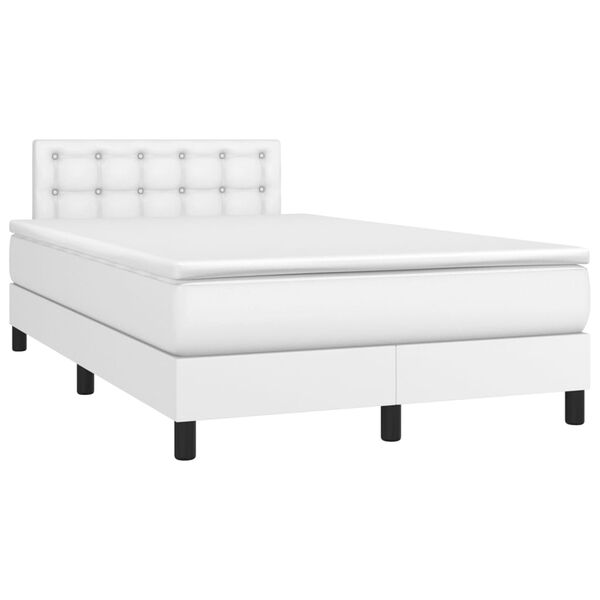 vidaXL Boxspringbett mit Matratze Wei&szlig; 120x200 cm Kunstleder