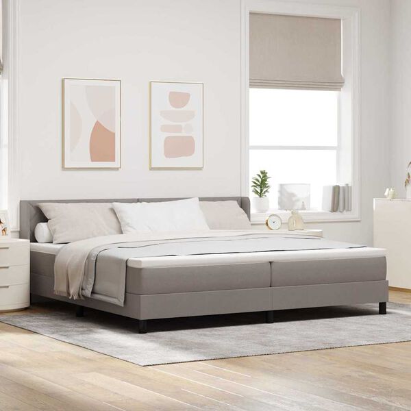 vidaXL Boxspringbett mit Matratze Taupe 200 x 200 cm Polyester