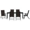 vidaXL Garten Essgruppe 7 pcs Schwarzer Kaffee Poly Rattan
