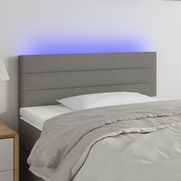 vidaXL LED Kopfteil Dunkelgrau 100x5x78/88 cm Stoff