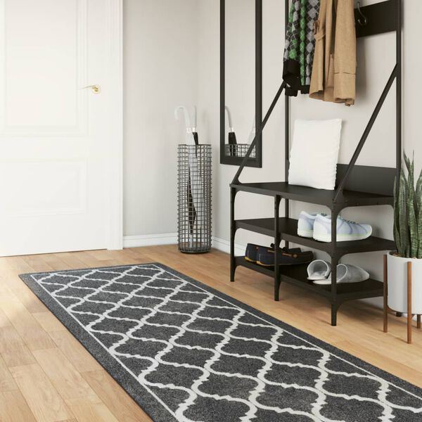 vidaXL Teppich Waschbar Schwarz und Wei&szlig; 80x300 cm