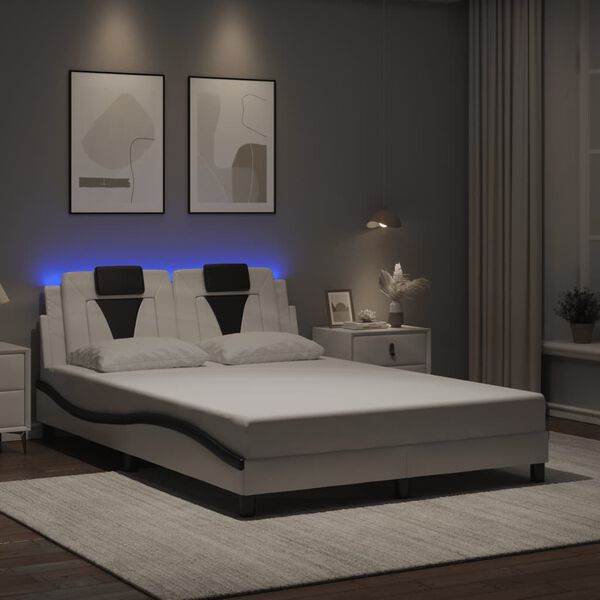 vidaXL Bettgestell "Viana" mit LED ohne Matratze Wei&szlig; und Schwarz 140x200 cm