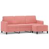 vidaXL 3-Sitzer-Sofa mit Hocker Rosa 180 cm Samt